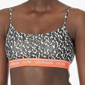NWT Calvin Klein Women’s CK One Cotton Unlined Bralette, animal print, SMALL